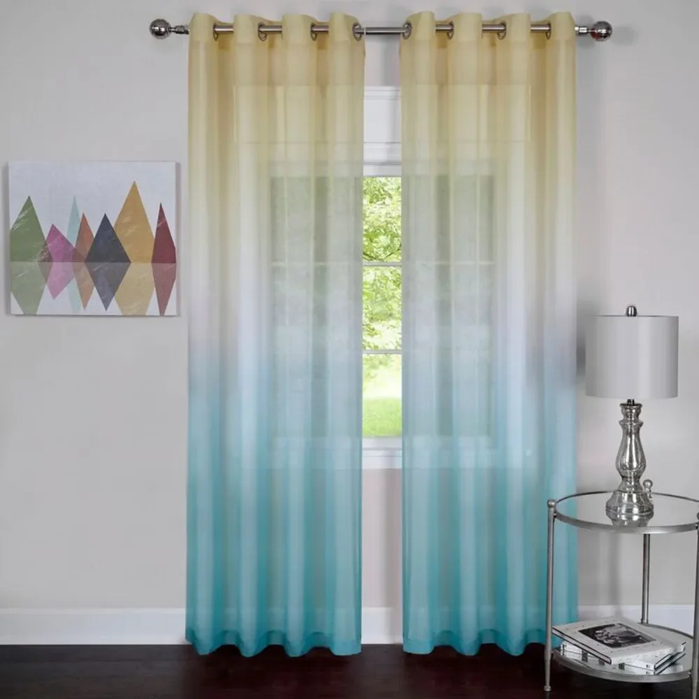 PowerSellerUSA 2-Pack Window Curtain Panels Light Filtering Rainbow Grommet